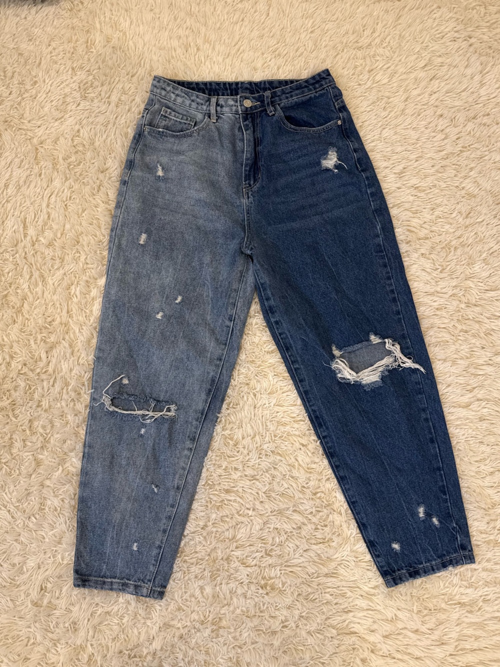 SHEIN Blue Two-Toned Denim Jeans